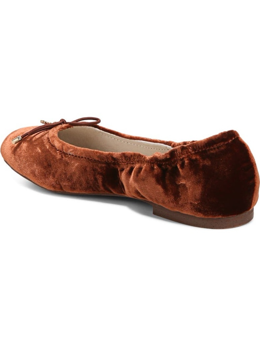 SAM EDELMAN FELICIA KIDS VELVET BALLET FLATS IN COPPER 2 - Picture 4 of 12